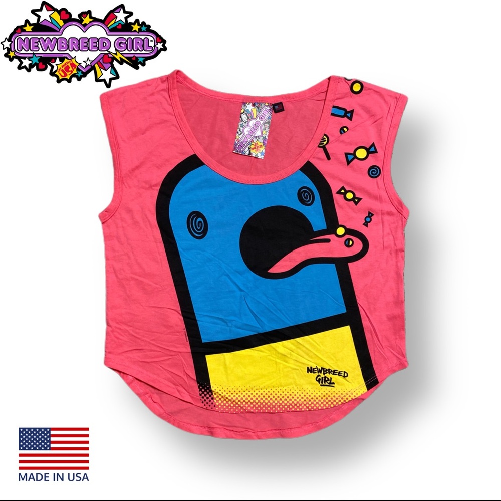 š¢ Newbreed Girl Pink Sleeveless Graphic Top Medium - Picture 4 of 9
